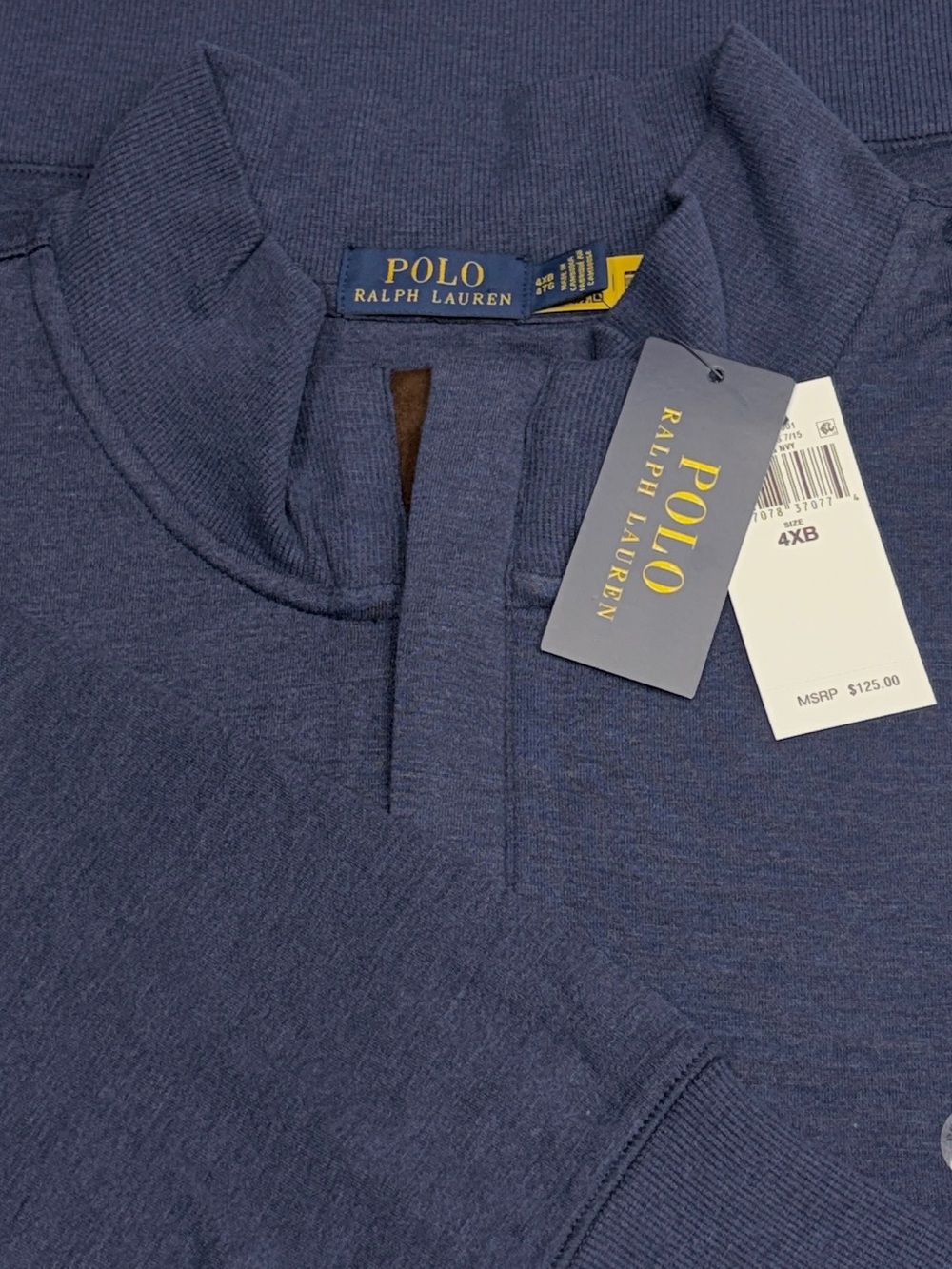 Polo Ralph Lauren Quarter Zip Pullover Men’s 4XB Navy Blue Big NWT Knit Log
